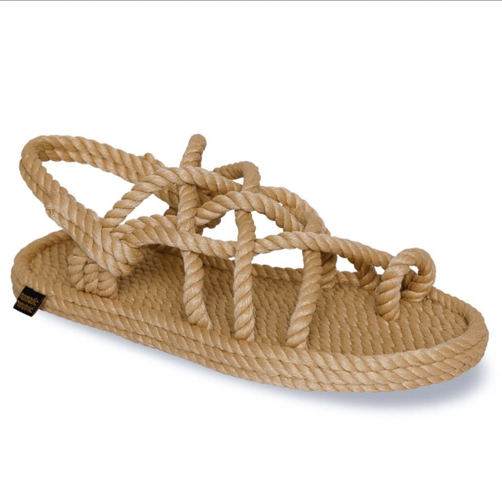 Rope-Strap Sandal in Natural Tan